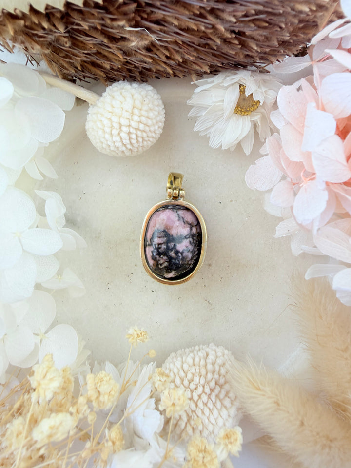 Rhodonite Bronze Pendant