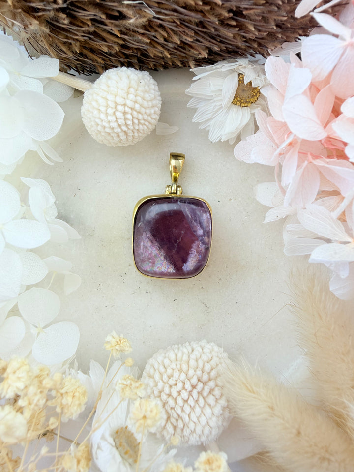 Rainbow Fluorite Brass Pendant