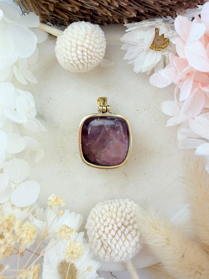 Rainbow Fluorite Brass Pendant