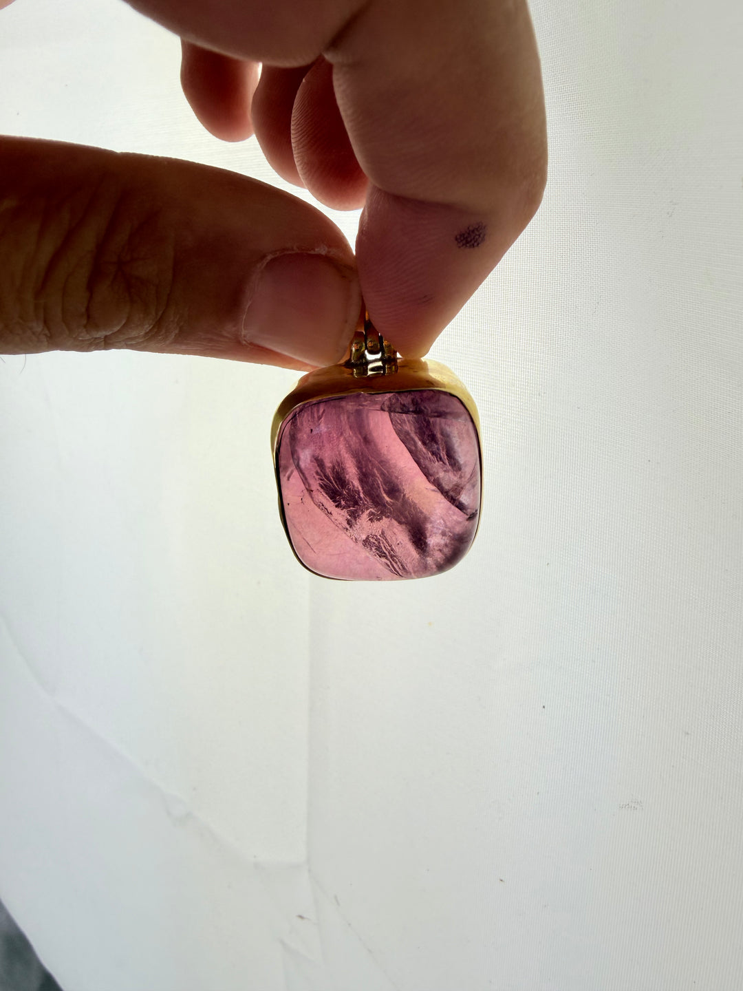 Rainbow Fluorite Brass Pendant