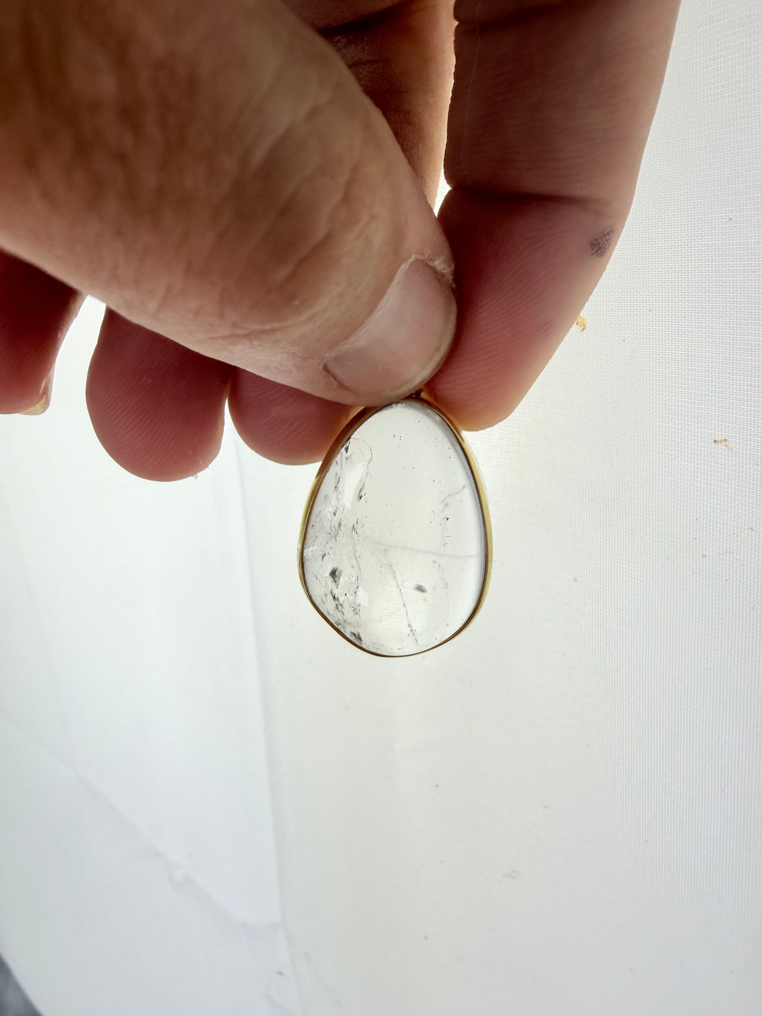 Clear Quartz Brass Pendant