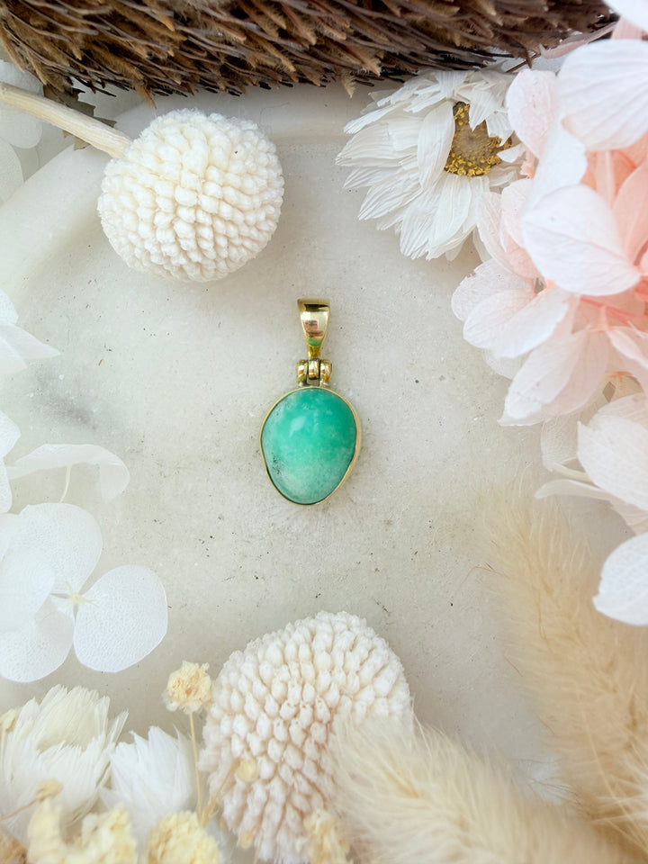 Chrysoprase Brass Pendant