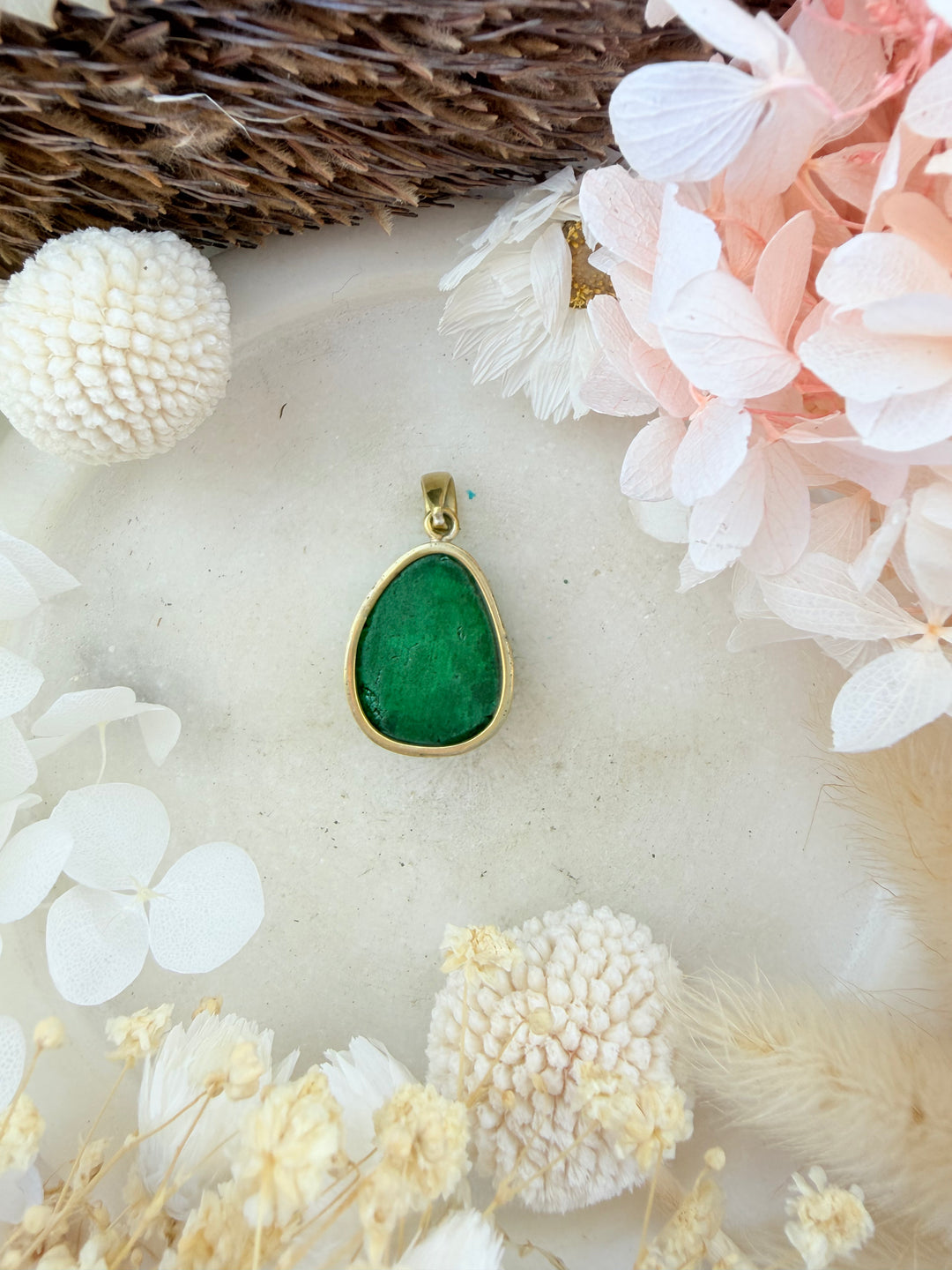 Dichroic Druzy Quartz Brass Pendant