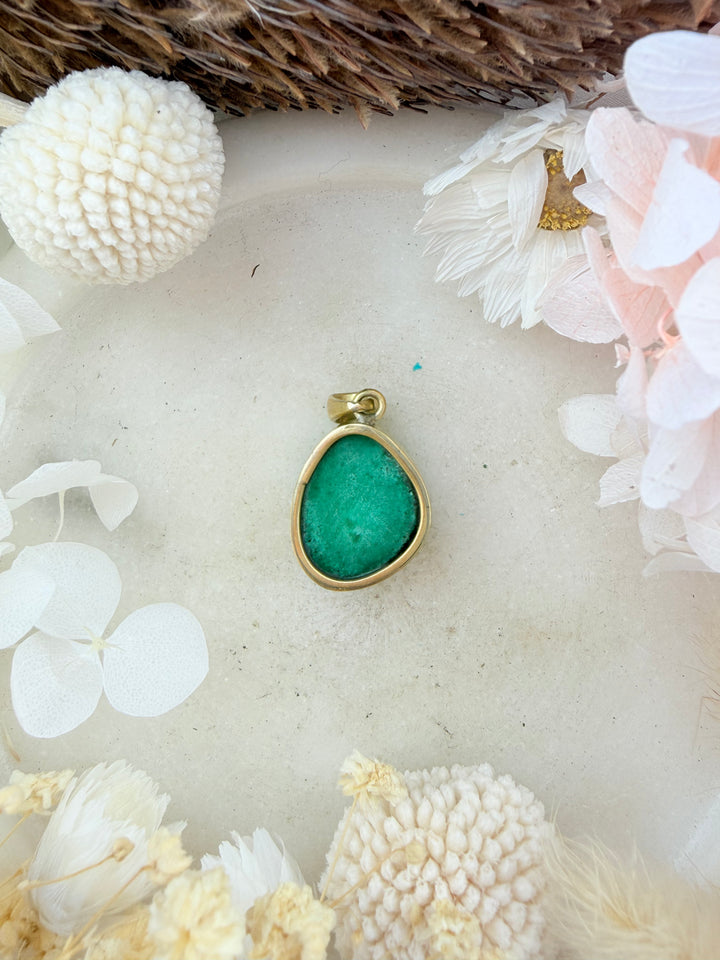 Dichroic Druzy Quartz Brass Pendant