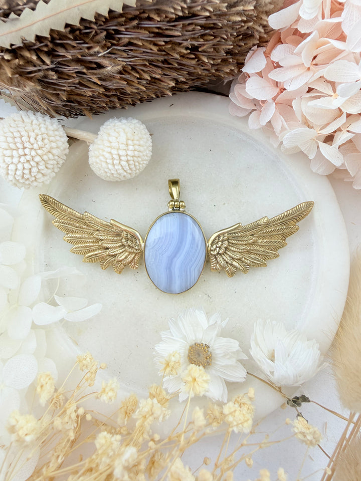 Blue Lace Agate Anahata Pendant