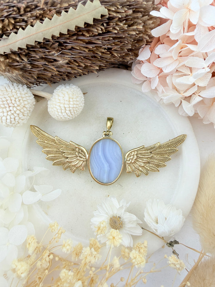 Blue Lace Agate Anahata Pendant