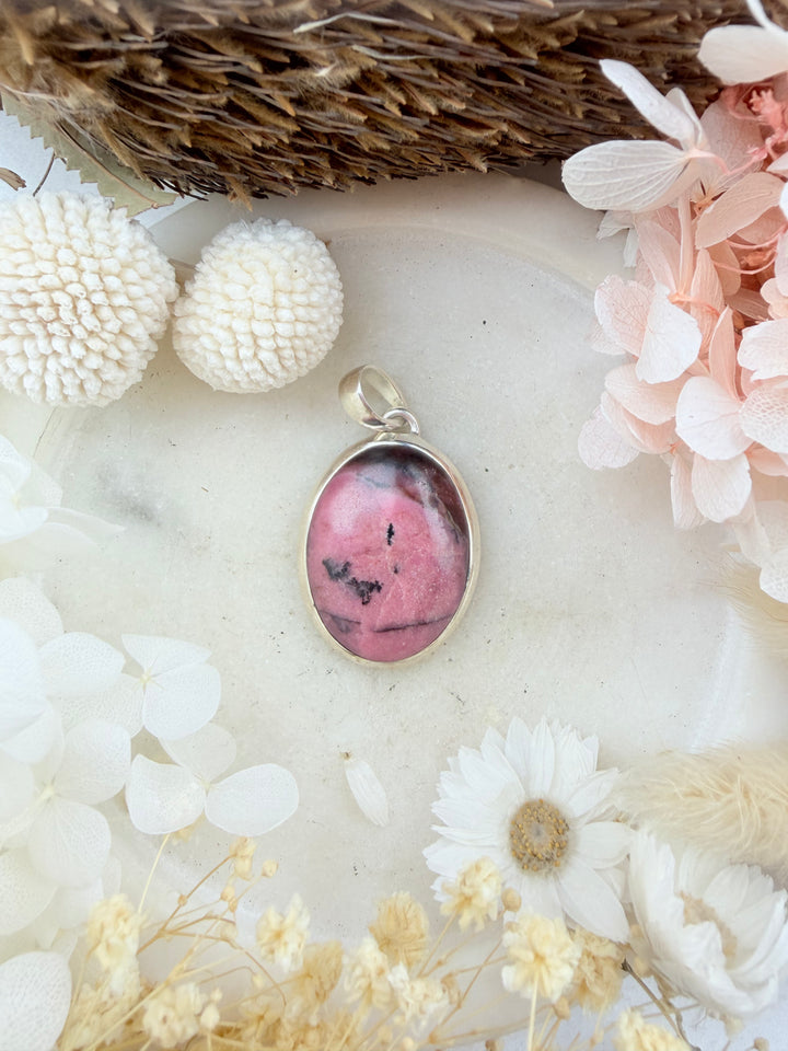 Rhodonite Silver Pendant