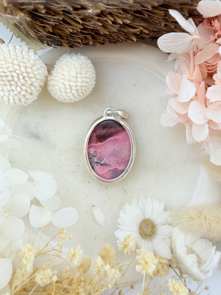 Rhodonite Silver Pendant