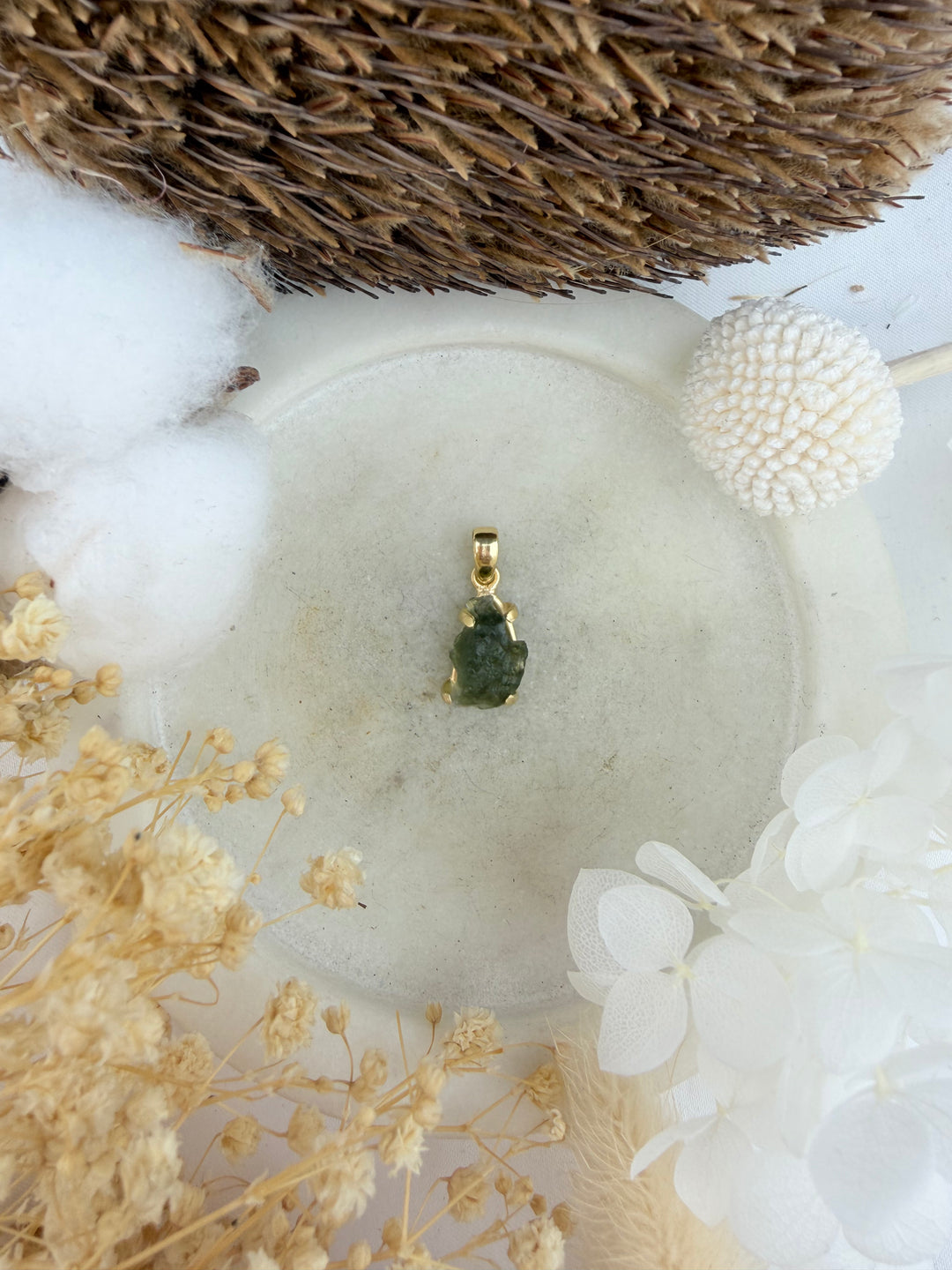 Moldavite Gold Vermeil Pendant