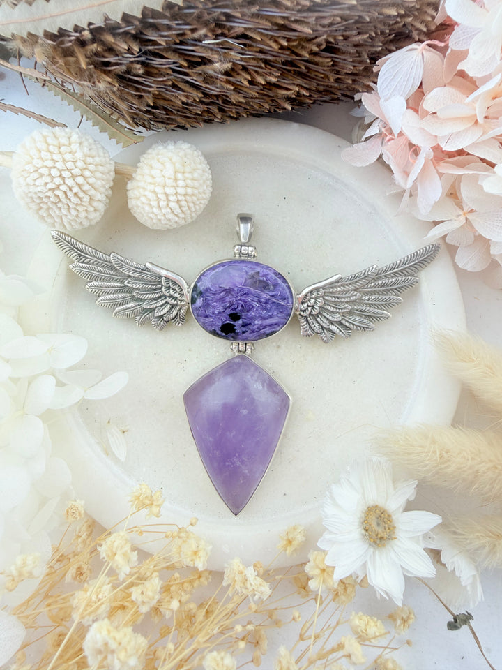 Charoite & Amethyst Anahata Pendant