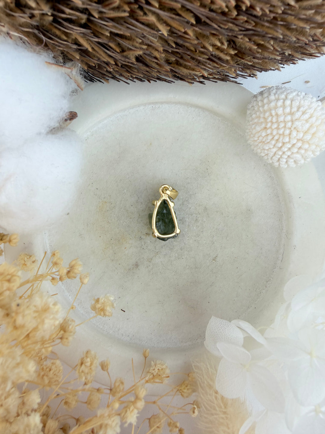Moldavite Gold Vermeil Pendant