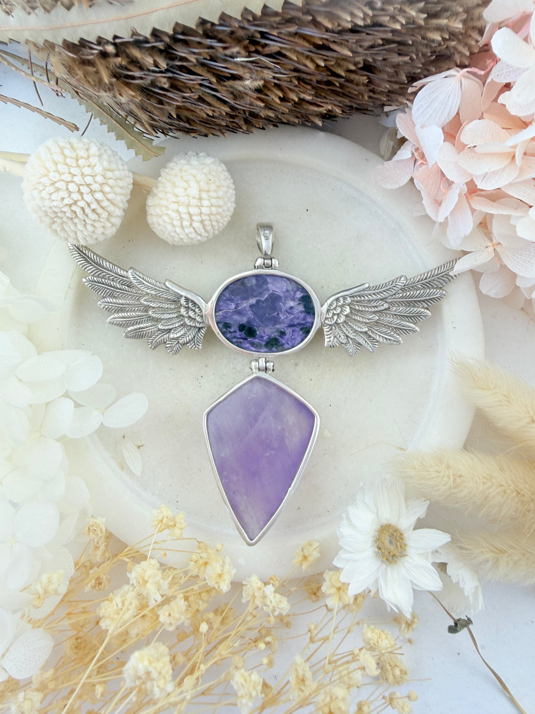 Charoite & Amethyst Anahata Pendant