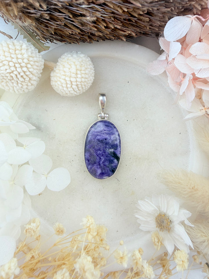 Charoite Silver Pendant