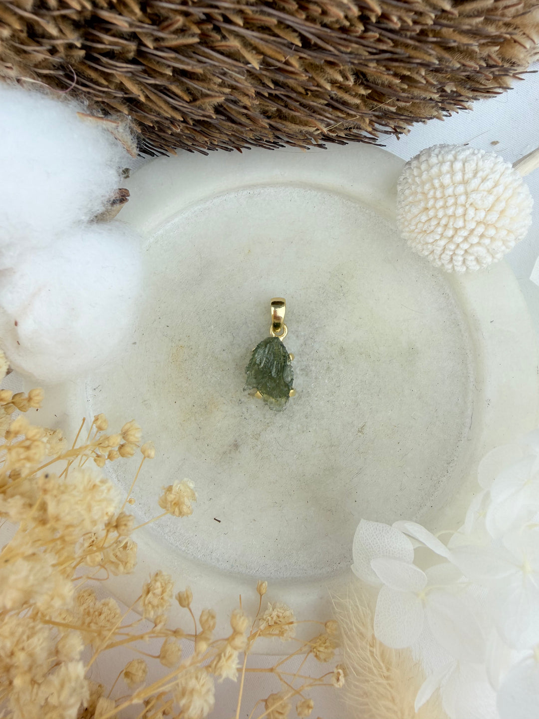 Moldavite Gold Vermeil Pendant
