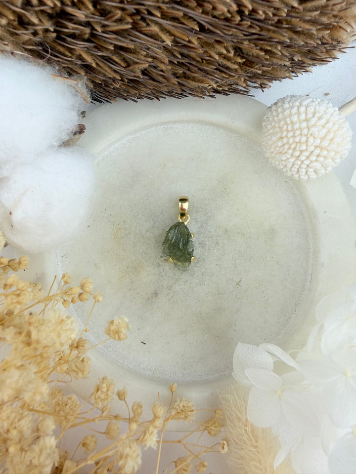 Moldavite Gold Vermeil Pendant