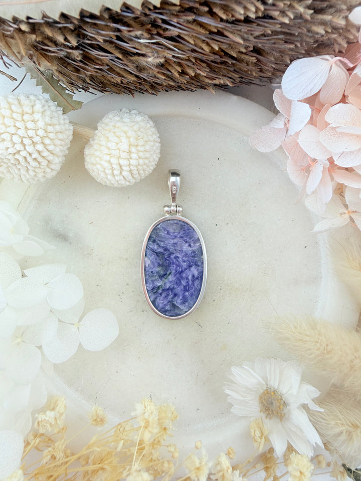 Charoite Silver Pendant