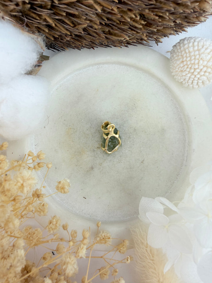 Moldavite Gold Vermeil Pendant