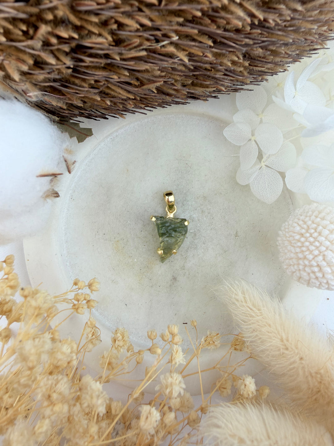 Moldavite Gold Vermeil Pendant