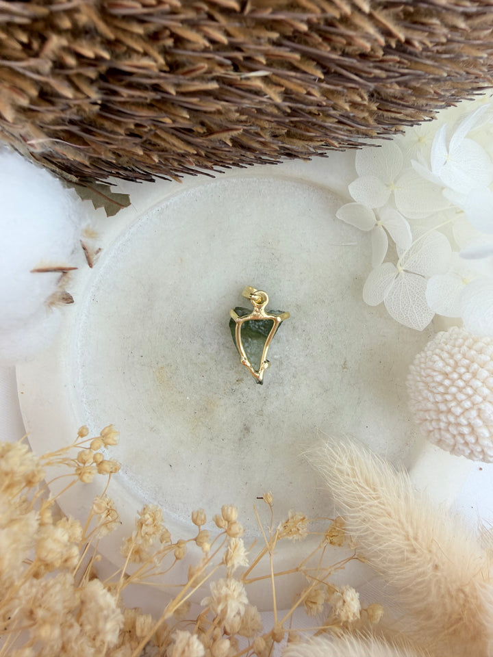 Moldavite Gold Vermeil Pendant