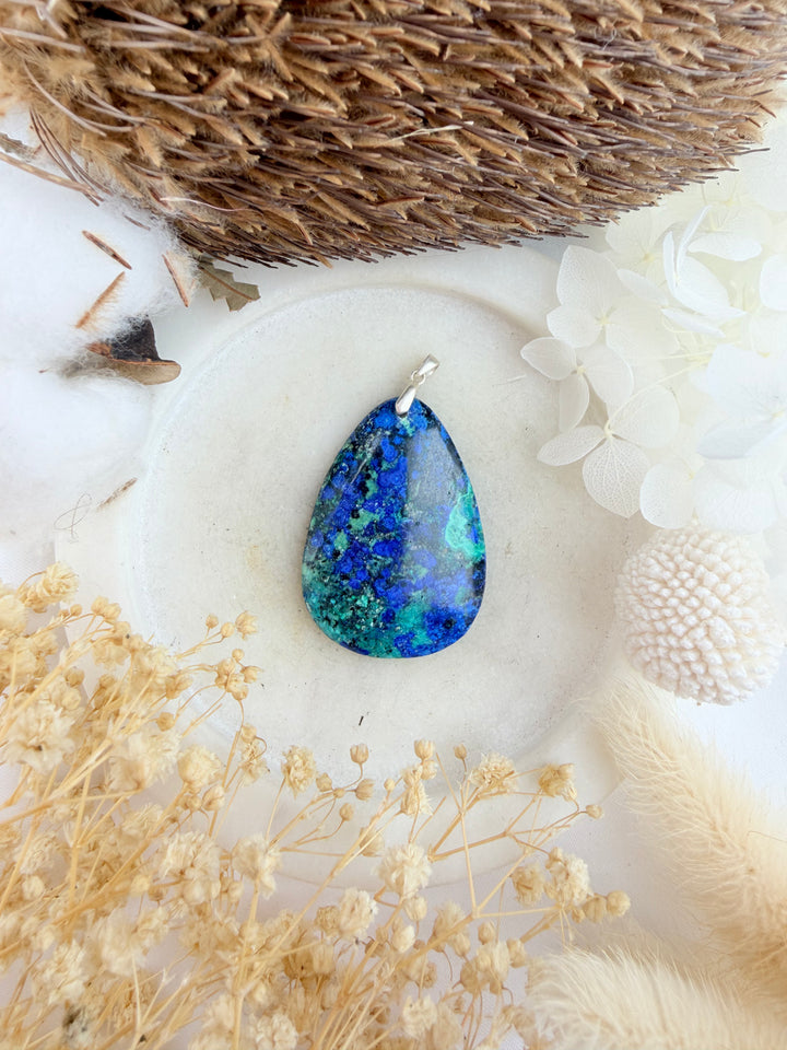 Azurite Malachite Silver Pendant