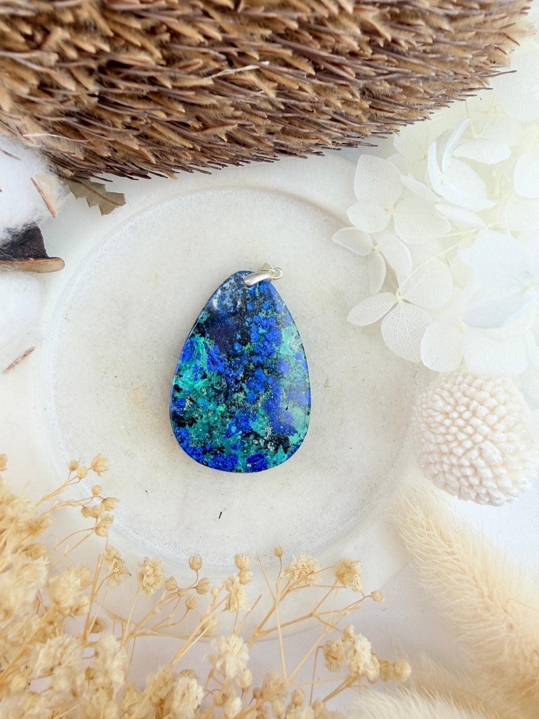 Azurite Malachite Silver Pendant