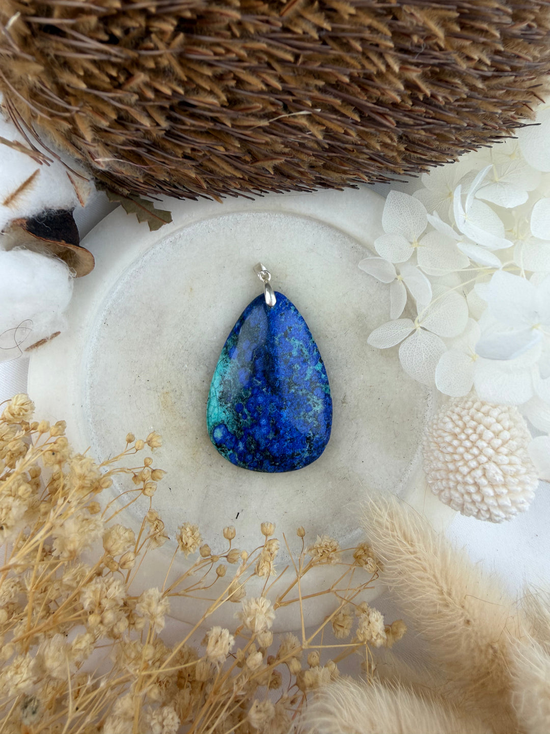 Azurite Malachite Silver Pendant
