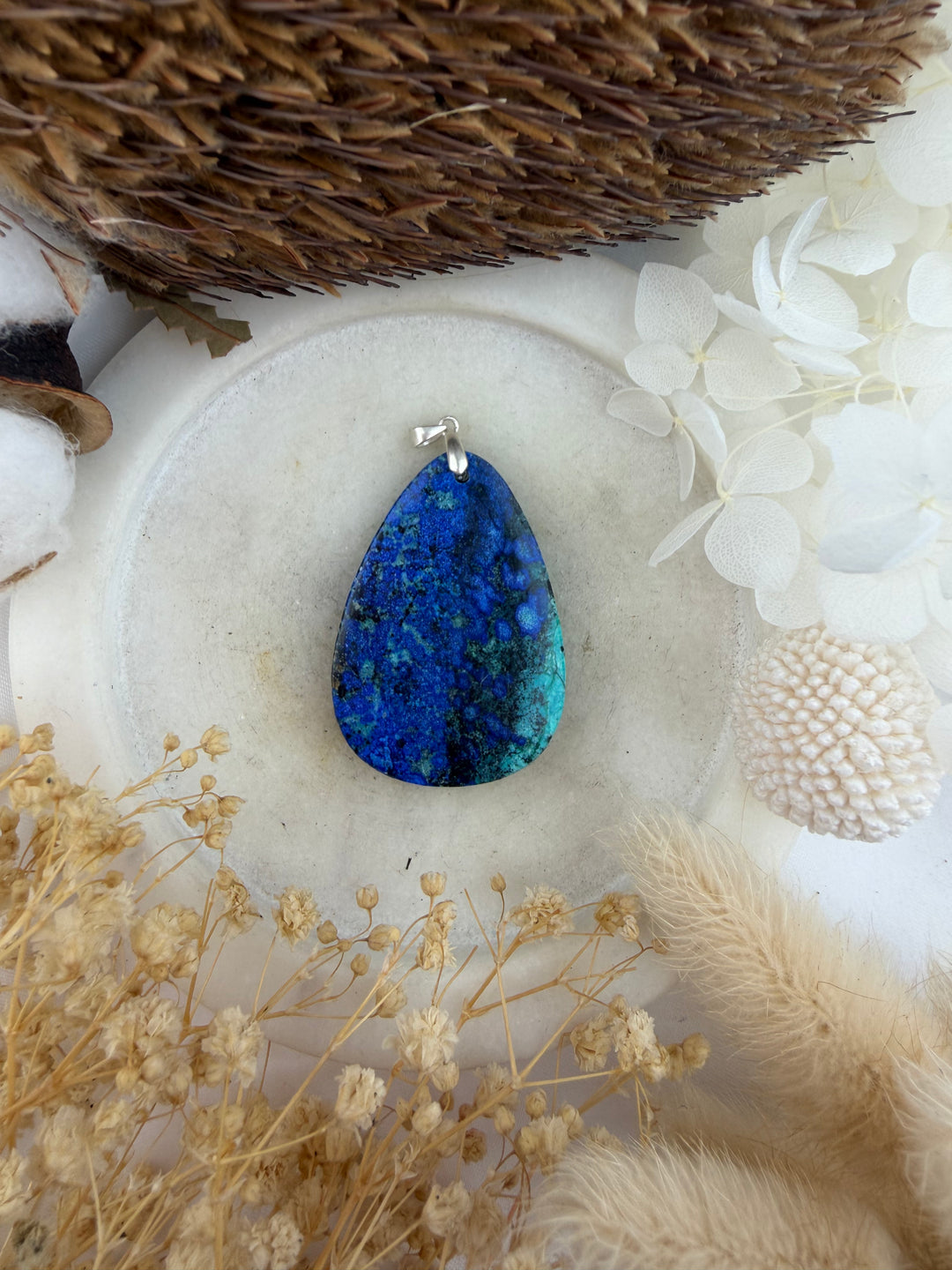 Azurite Malachite Silver Pendant