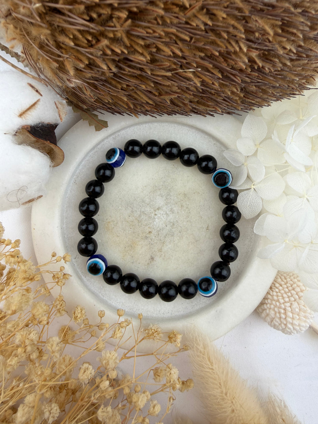 Black Obsidian Evil Eye Bracelet - 8mm