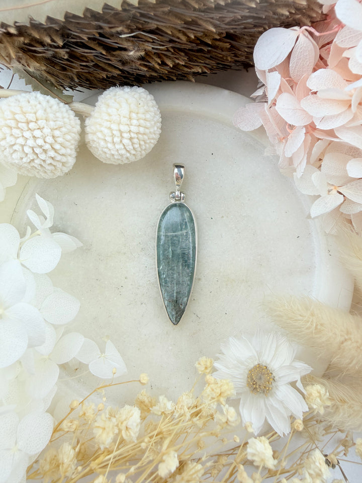 Blue Kyanite Silver Pendant