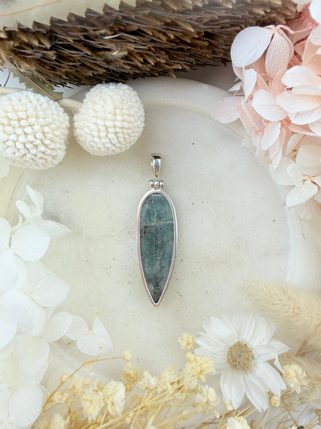 Blue Kyanite Silver Pendant