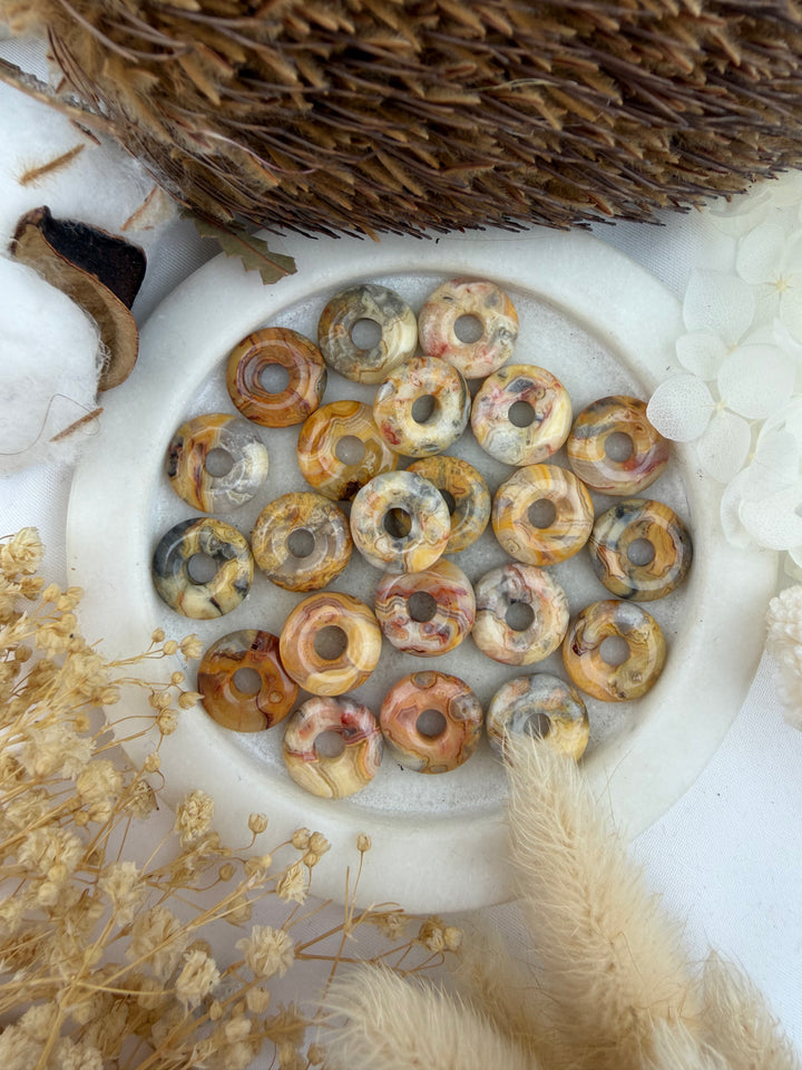 Crazy Lace Agate Donut Pendant