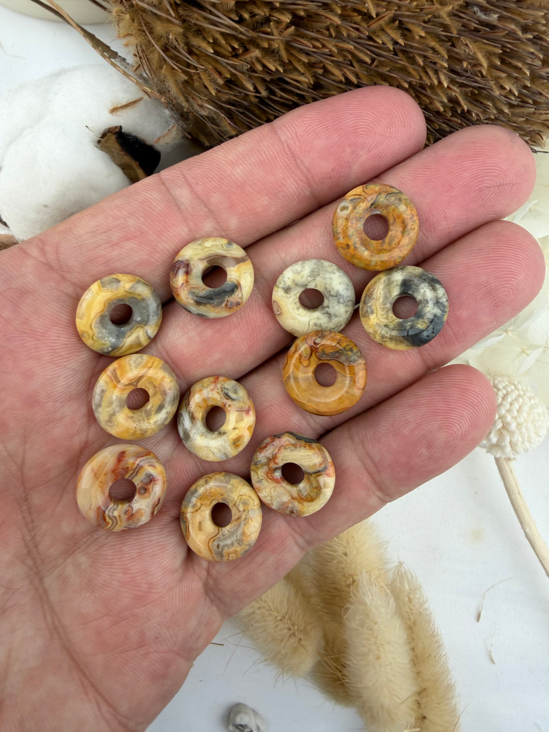 Crazy Lace Agate Donut Pendant