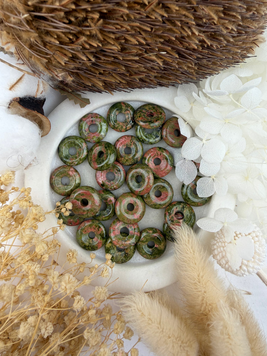 Unakite Jasper Donut Pendant