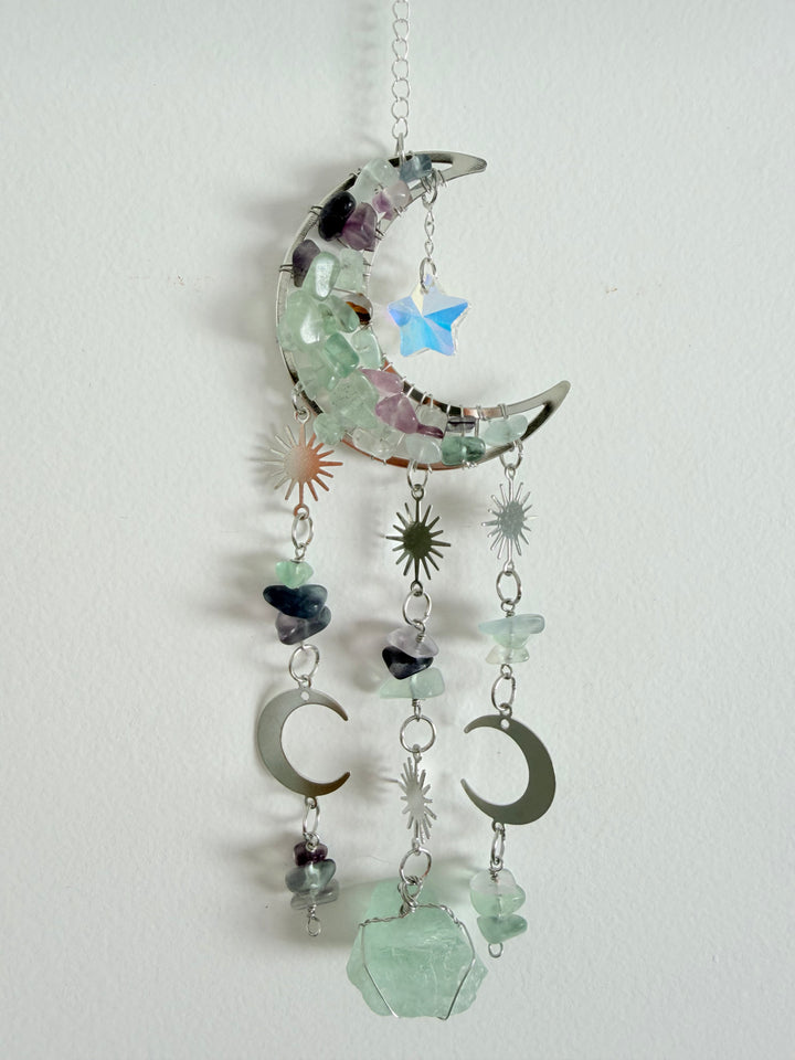 Rainbow Fluorite Moon Catcher