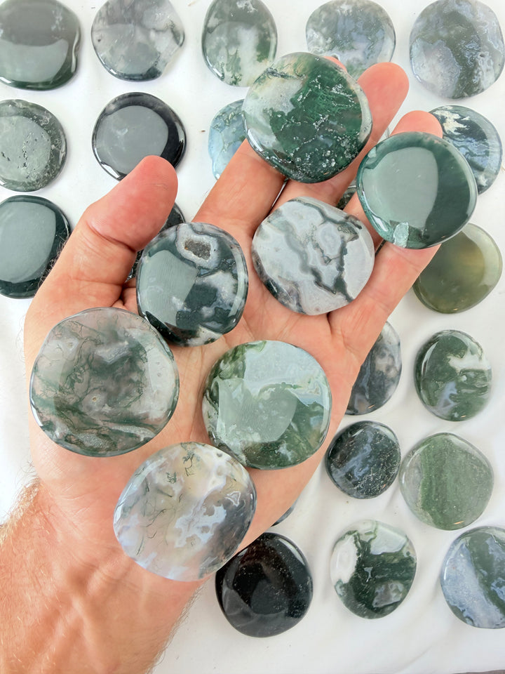 Moss Agate Flat Stone