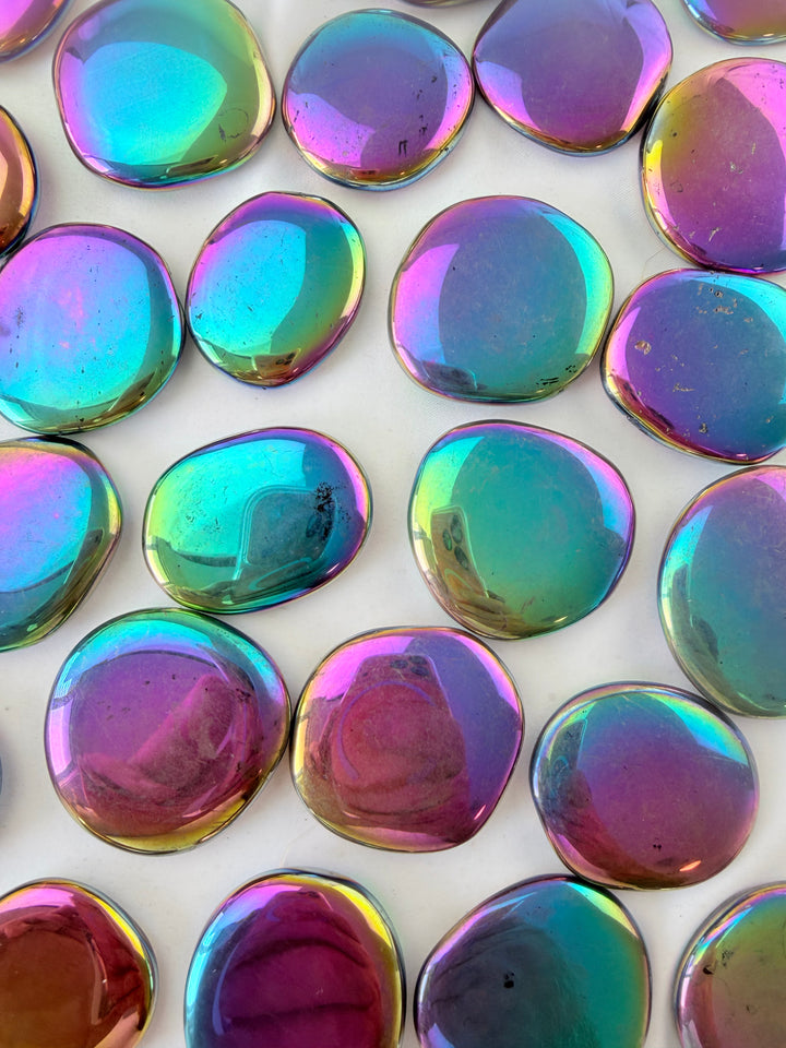 Rainbow Aura Flat Stone