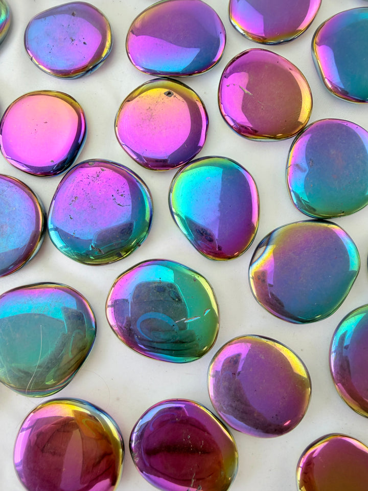 Rainbow Aura Flat Stone