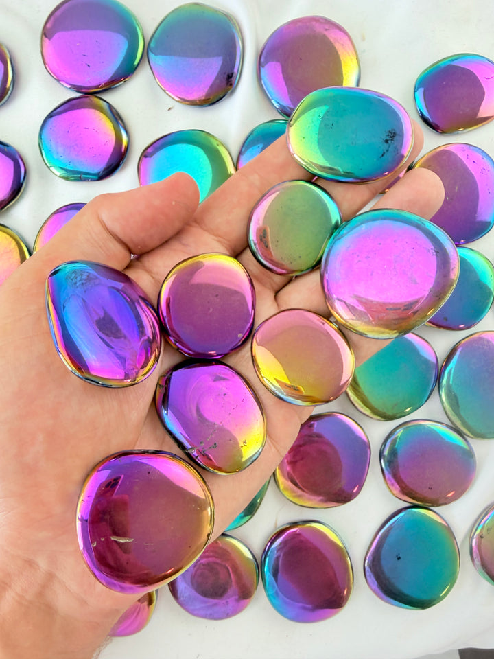 Rainbow Aura Flat Stone