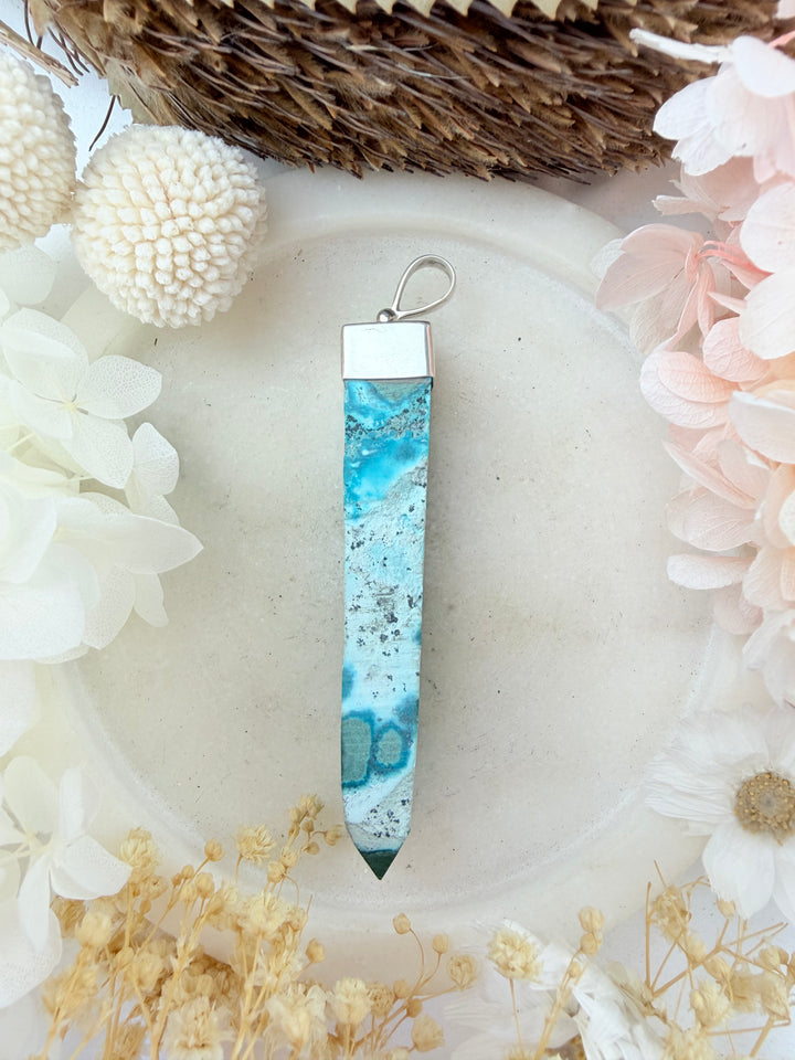 Malachite Chrysocolla Silver Pendant