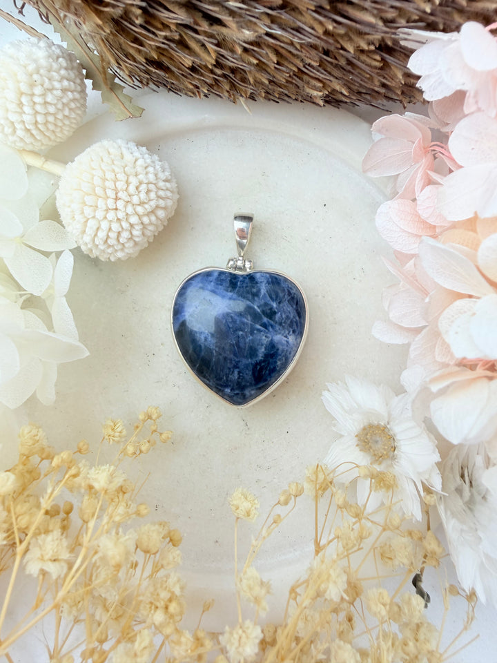 Sodalite Heart Silver Pendant