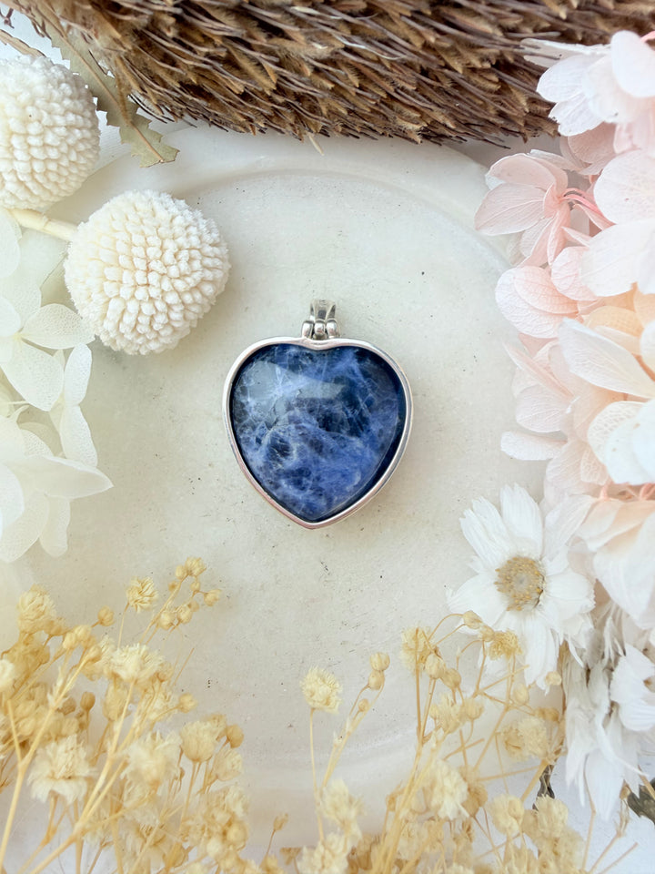 Sodalite Heart Silver Pendant