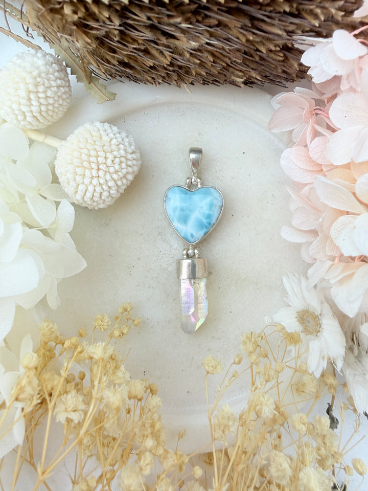 Angel Aura & Larimar Silver Pendant