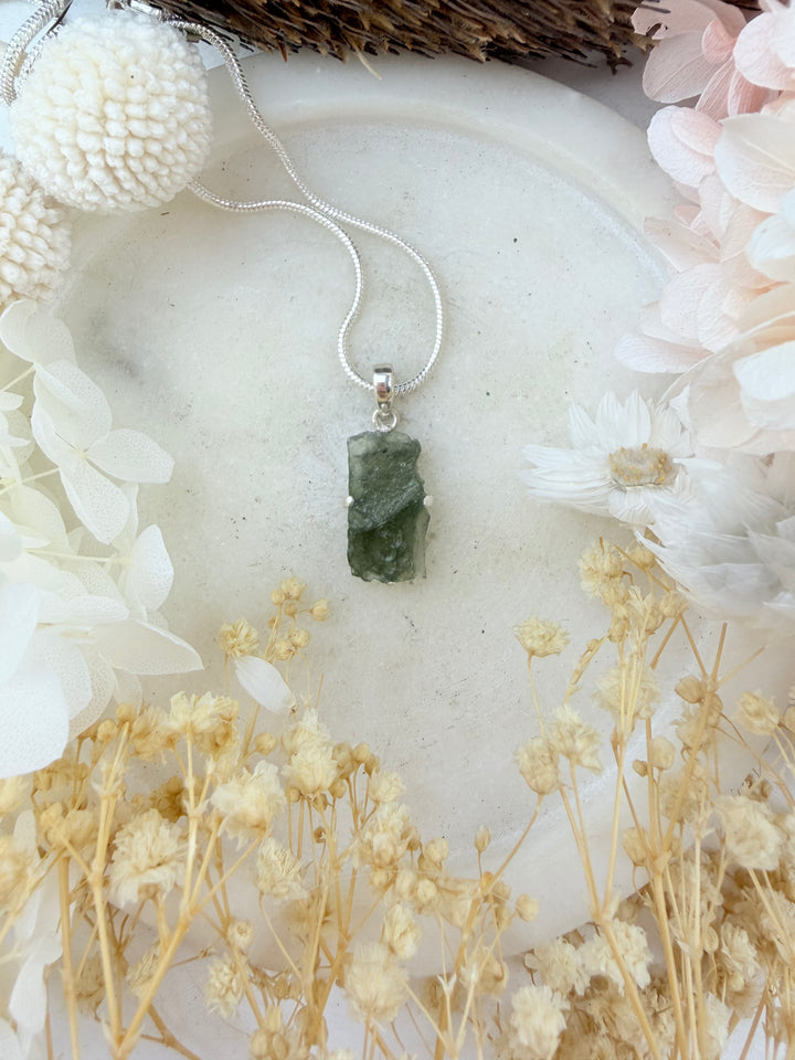 Moldavite Silver Pendant