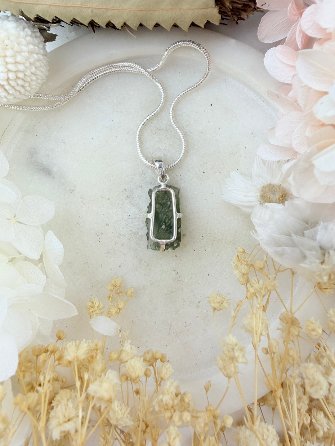 Moldavite Silver Pendant
