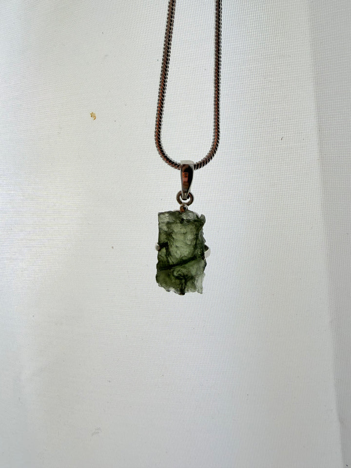Moldavite Silver Pendant