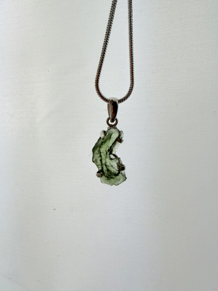 Moldavite Silver Pendant