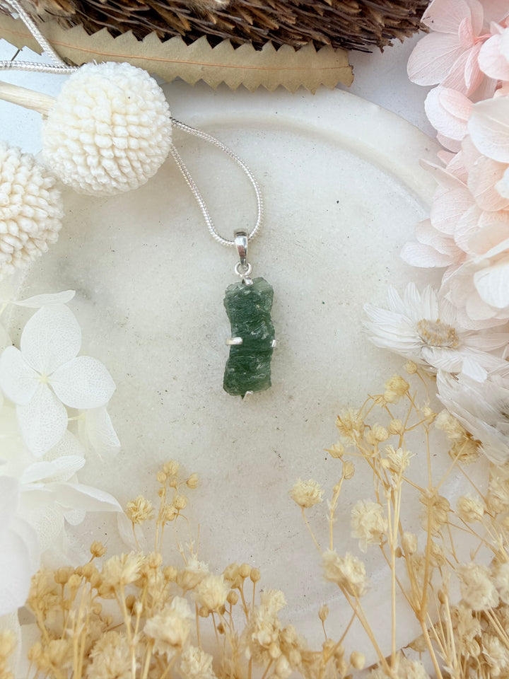 Moldavite Silver Pendant
