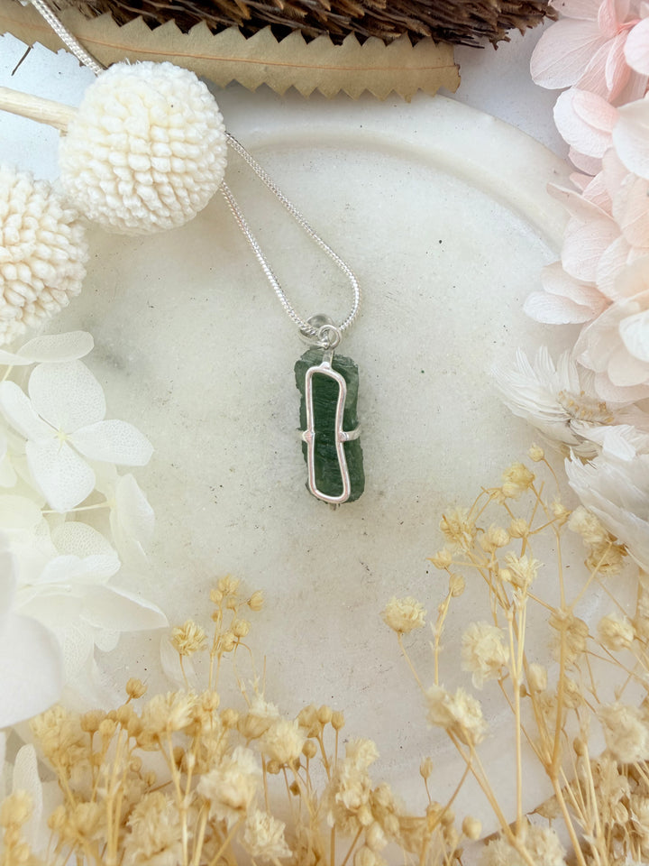 Moldavite Silver Pendant