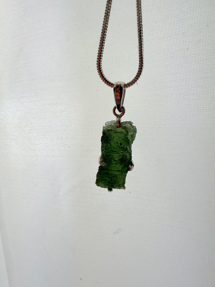 Moldavite Silver Pendant
