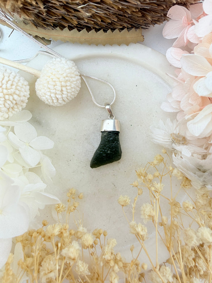 Moldavite Silver Pendant